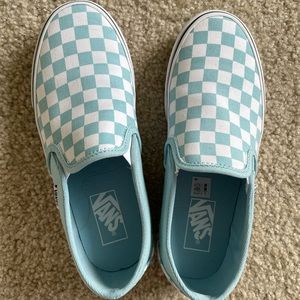 Vans blue-checkered slip-on sneakers
